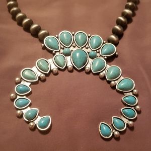 Navajo Pearl and Turquoise Squash Blossom